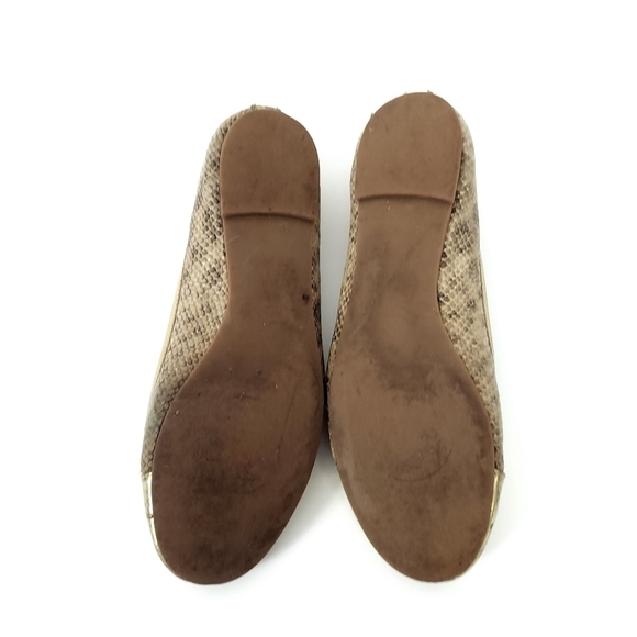Tory Burch Verbena Snake Embossed Leather/Gold Patent Ballet Flat Size 7 - Picture 7 of 13